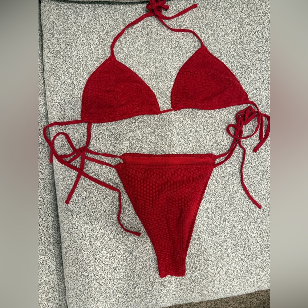 PacSun Vibrant Red Crochet Bikini Set